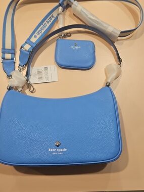 New Kate Spade Emma Medium Shoulder Bag Pebble Leather Tide Pool